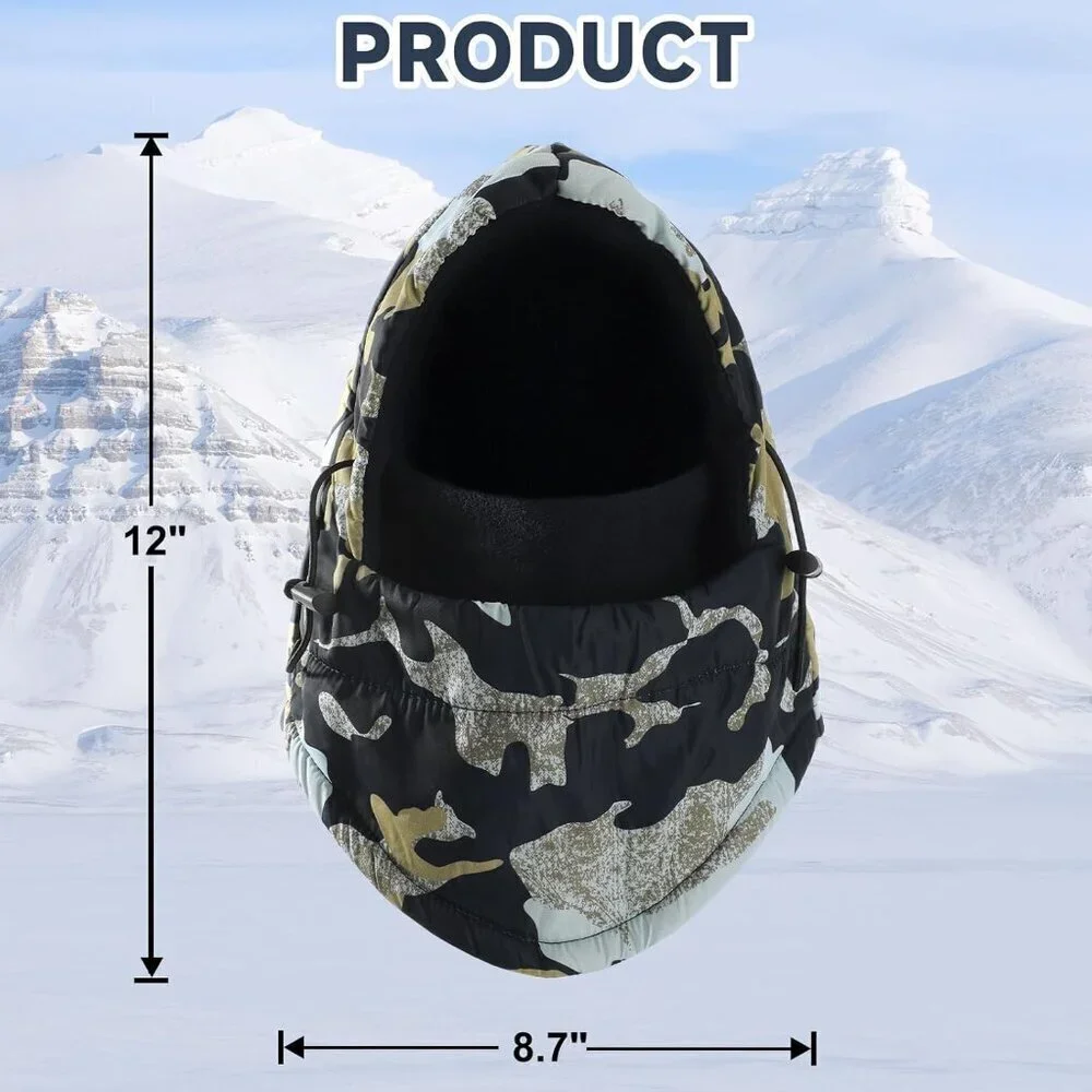 Men's Navy Blue Camo Lining Windproof Adjustable Winter Cold Weather Face Mask